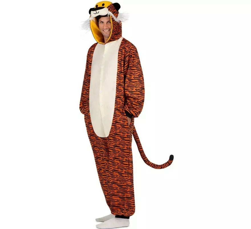 Translation missing: pt-PT.Disfraz o Pijama de Tigre oscuro con capucha para adulto
