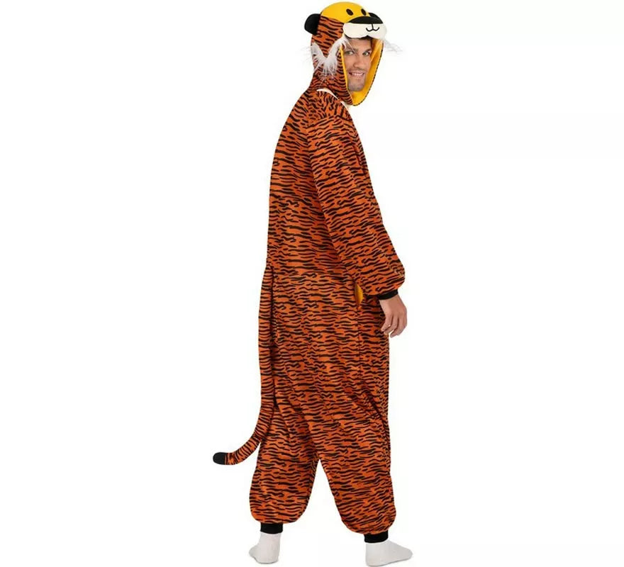 Translation missing: pt-PT.Disfraz o Pijama de Tigre oscuro con capucha para adulto