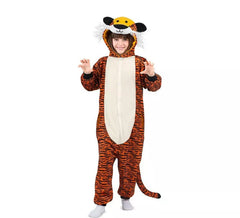 Fato de tigre escuro ou pijama com capuz para criança