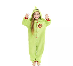 Fato ou pijama de duende de Natal verde para criança