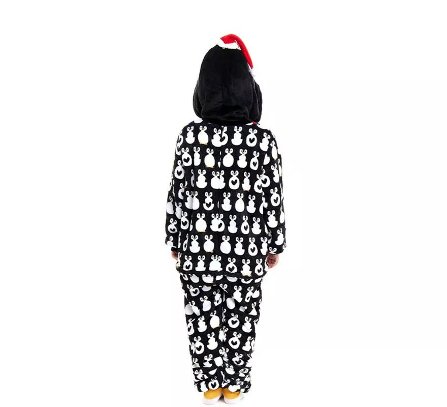 Translation missing: pt-PT.Disfraz o Pijama Pingüino Navideño estampado con capucha para niños