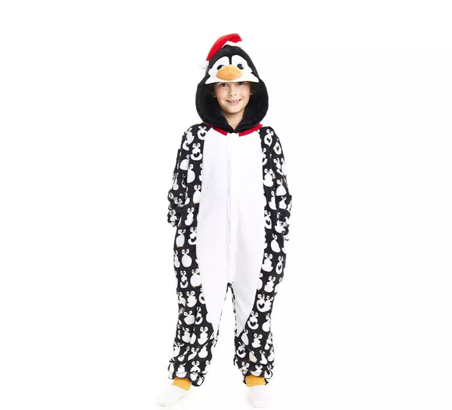 Translation missing: pt-PT.Disfraz o Pijama Pingüino Navideño estampado con capucha para niños