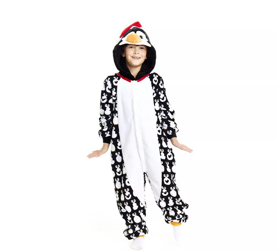 Translation missing: pt-PT.Disfraz o Pijama Pingüino Navideño estampado con capucha para niños