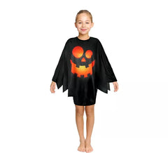 Fantasia infantil de abóbora feliz preta ou poncho 65 cm