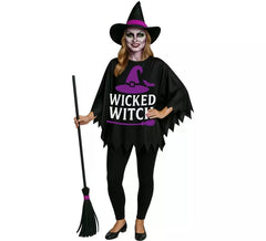 Fato de Bruxa ou Poncho com Chapéu para mulher