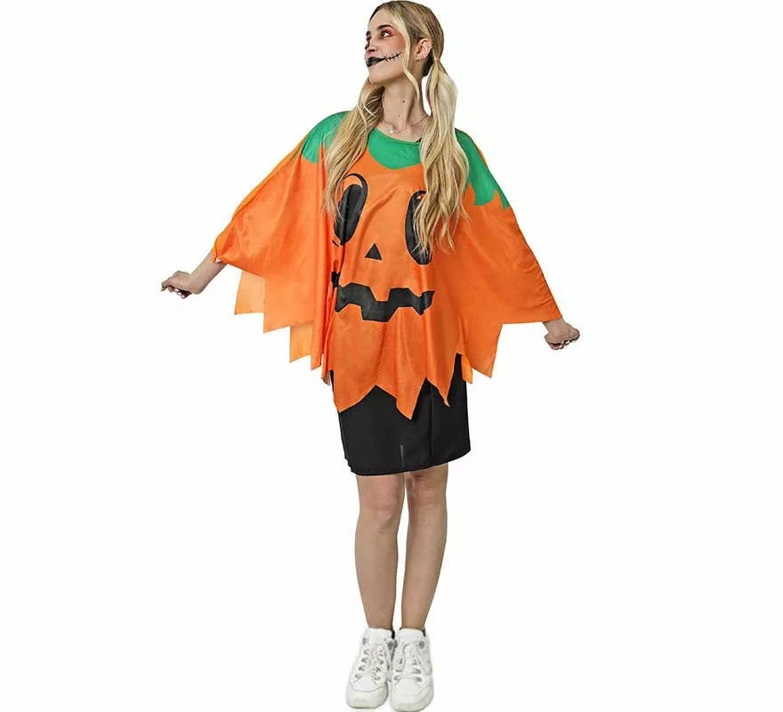Translation missing: pt-PT.Disfraz o Poncho de Calabaza de Halloween para adulto