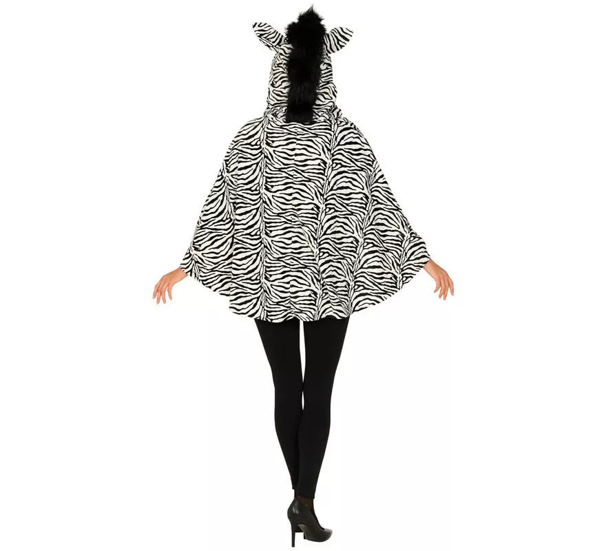 Disfraz o Poncho de Cebra con Capucha para adulto