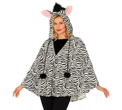 Fato ou Poncho de Zebra com Capuz para adulto