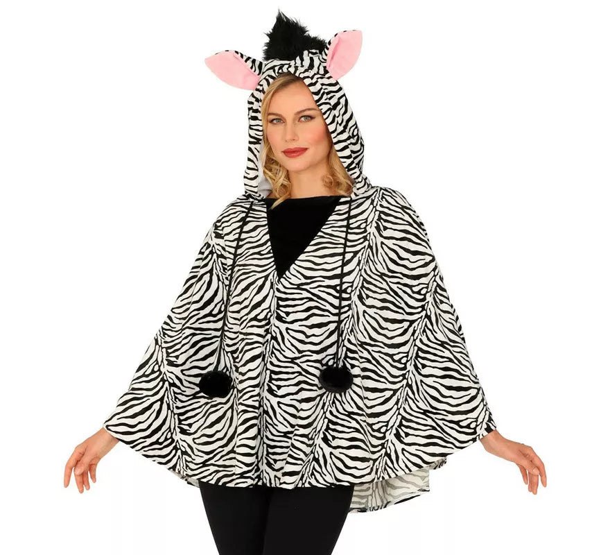 Translation missing: pt-PT.Disfraz o Poncho de Cebra con Capucha para adulto
