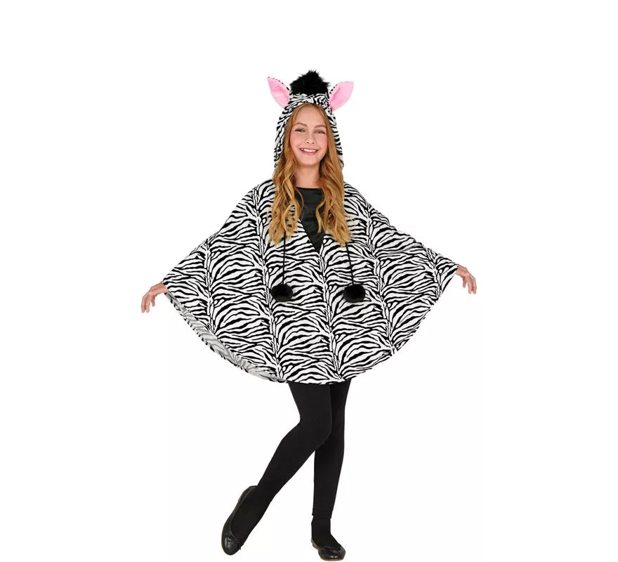 Translation missing: pt-PT.Disfraz o Poncho de Cebra con Capucha para niños