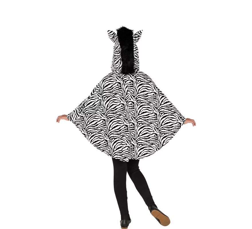 Disfraz o Poncho de Cebra con Capucha para niños