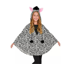 Fato ou Poncho de Zebra com Capuz para criança