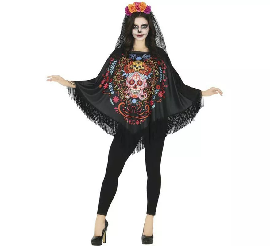 Translation missing: pt-PT.Disfraz o Poncho de Día de los Muertos para mujer