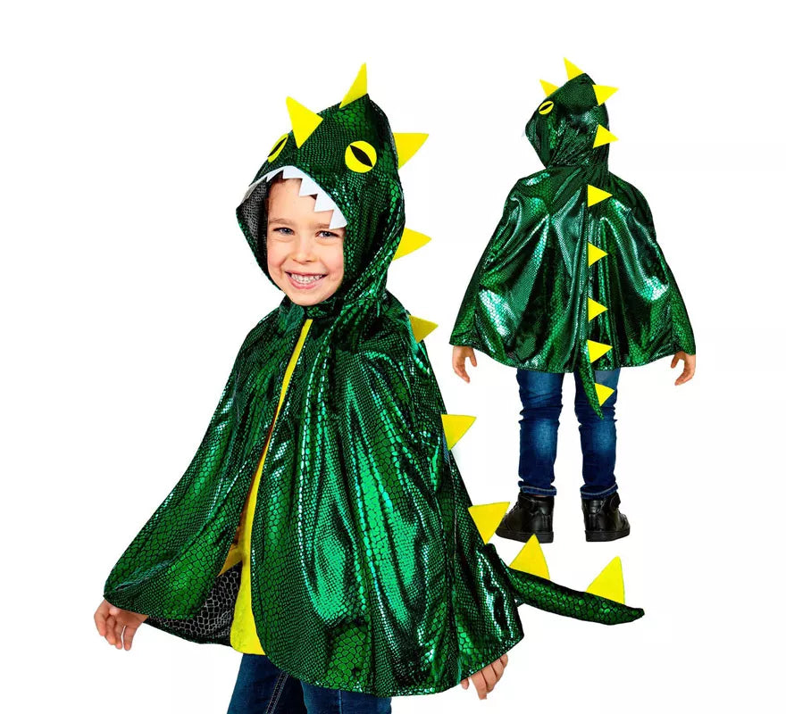 Translation missing: pt-PT.Disfraz o Poncho de Dragón Verde Brillante con Capucha para niños