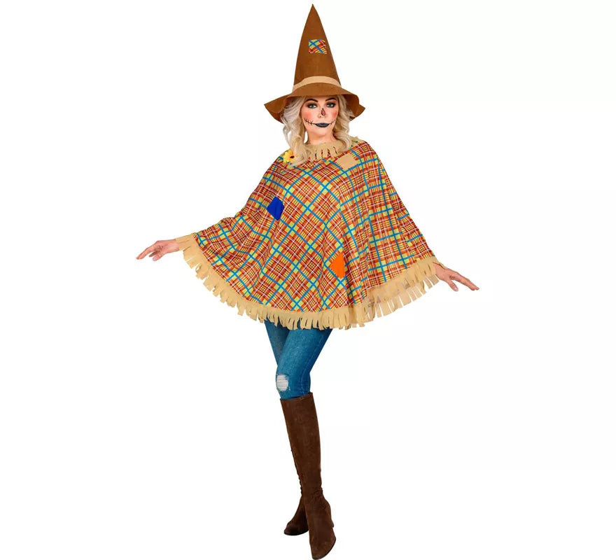 Translation missing: pt-PT.Disfraz o Poncho de Espantapájaros con Sombrero para adulto