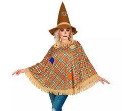 Fato de Espantalho ou Poncho com Chapéu para adulto