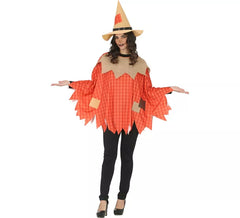 Fato de Espantalho ou Poncho com Chapéu para mulher