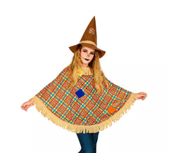 Fato de Espantalho ou Poncho com Chapéu para criança