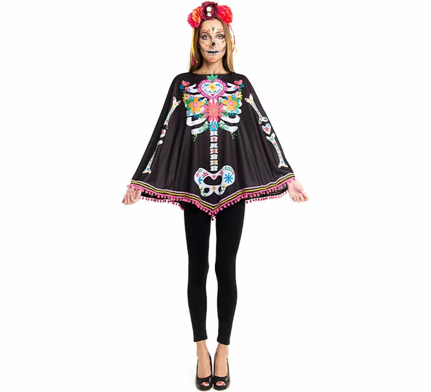 Translation missing: pt-PT.Disfraz o Poncho de Esqueleto Catrina para mujer