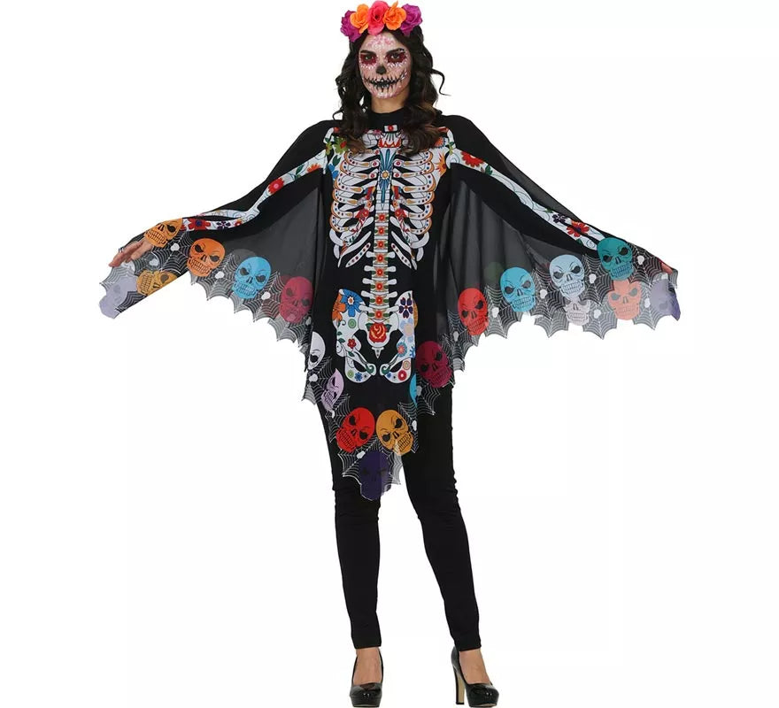 Translation missing: pt-PT.Disfraz o Poncho de Esqueleto Catrina para mujer