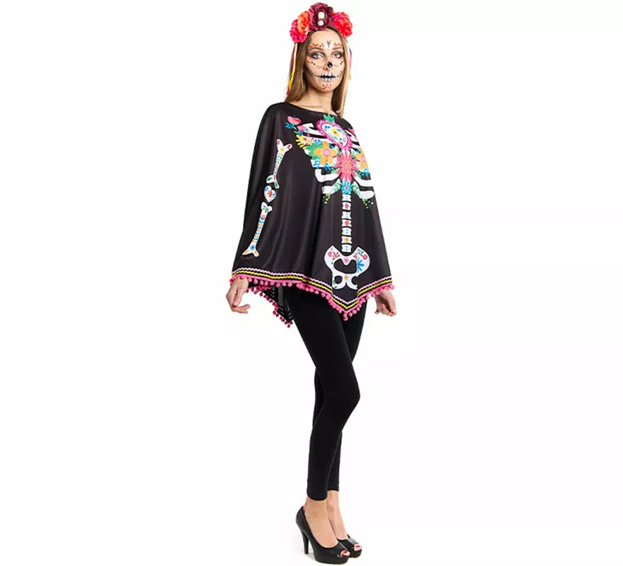 Translation missing: pt-PT.Disfraz o Poncho de Esqueleto Catrina para mujer