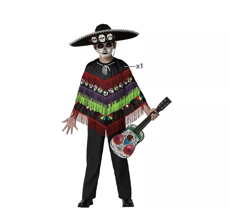Disfraz o Poncho de Esqueleto Divertido para niño