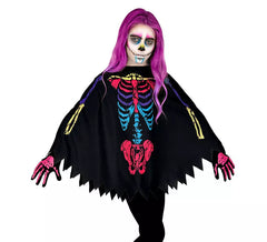 Fato de Esqueleto Multicolorido ou Poncho para criança