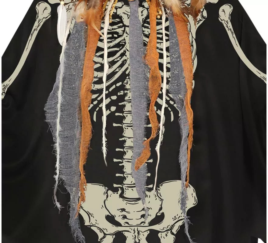 Disfraz o Poncho de Esqueleto para mujer