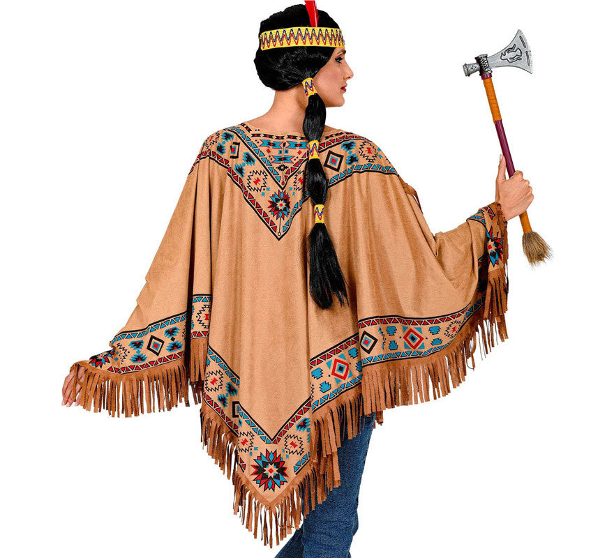 Translation missing: pt-PT.Disfraz o Poncho de India Nativa con Estampado para adulto