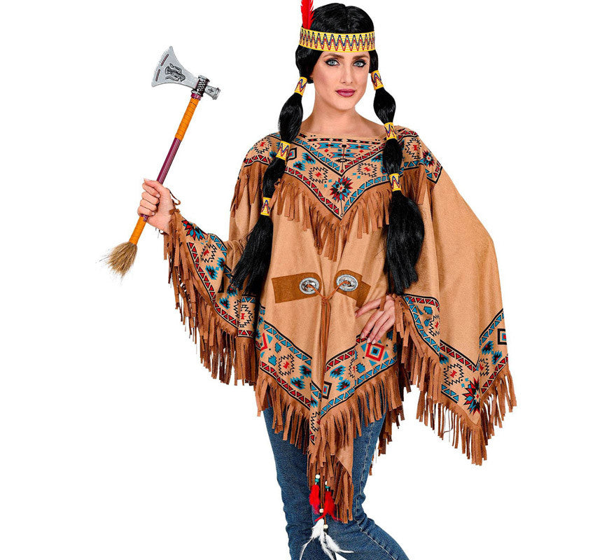 Translation missing: pt-PT.Disfraz o Poncho de India Nativa con Estampado para adulto