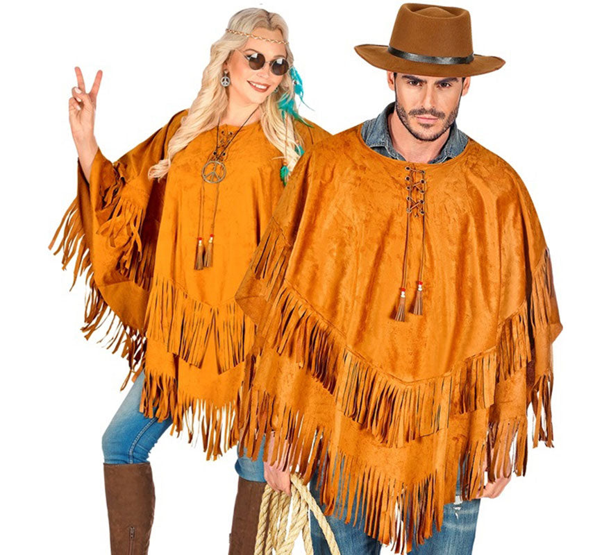 Translation missing: pt-PT.Disfraz o Poncho de Indio marrón para adultos