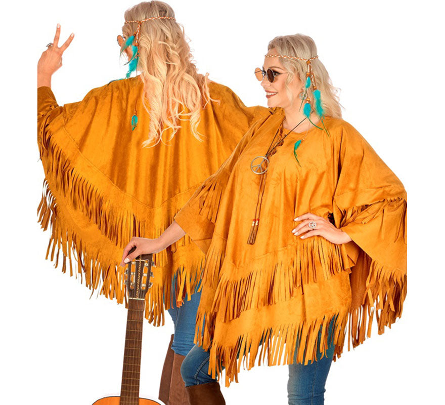 Translation missing: pt-PT.Disfraz o Poncho de Indio marrón para adultos