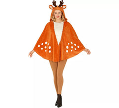 Fato de rena glamourosa ou poncho com capuz para adultos
