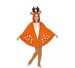 Fato de rena glamourosa ou poncho com capuz para menina