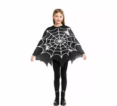 Fato de teia de aranha assustadora ou poncho para meninas