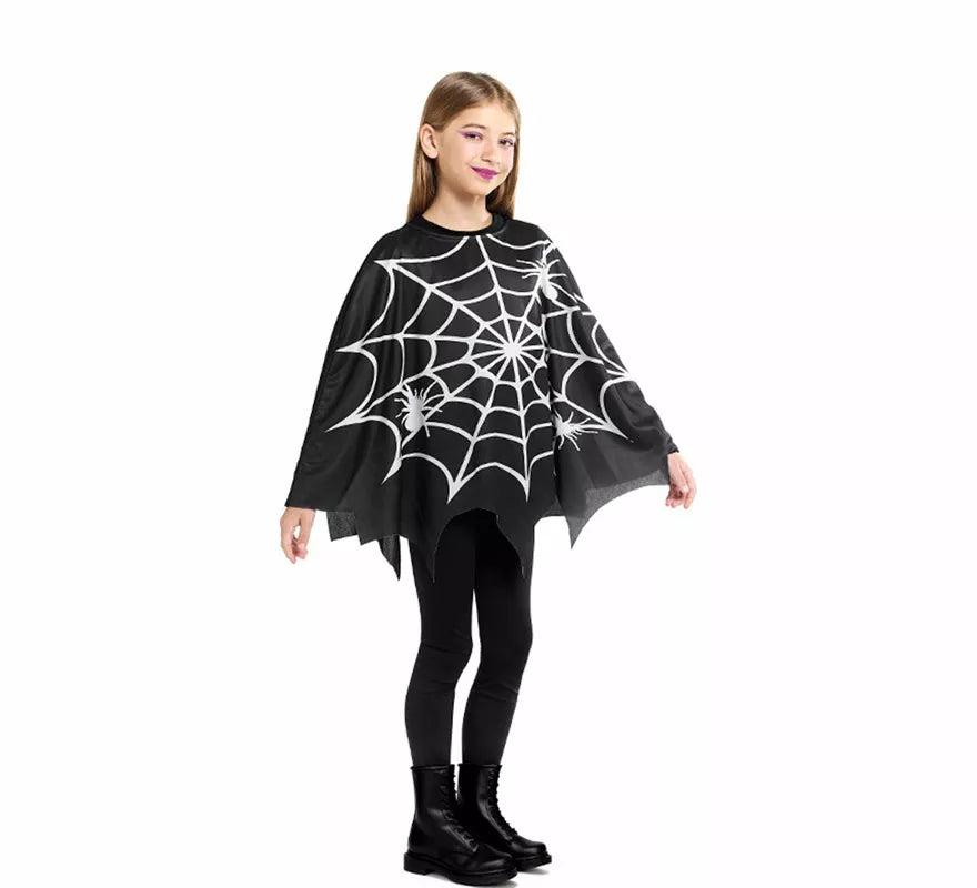 Disfraz o Poncho de Telaraña Horripilante para niña
