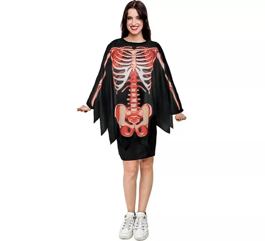Translation missing: pt-PT.Disfraz o Poncho Esqueleto con músculos adulto de 75 cm
