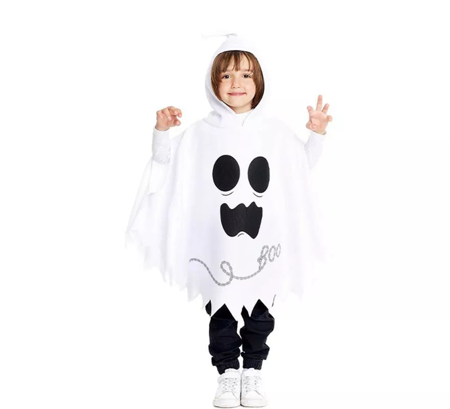 Translation missing: pt-PT.Disfraz o Poncho Fantasmita blanco con capucha para bebé y niños