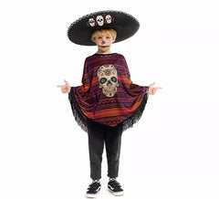 Fato ou Poncho de Catrina Mexicana para Crianças