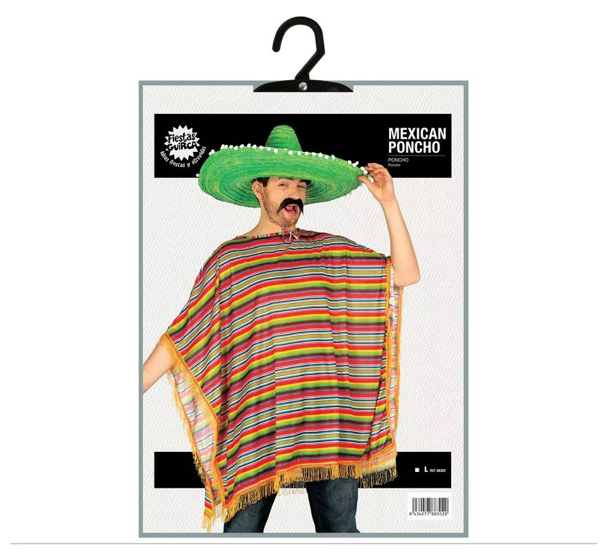 Translation missing: pt-PT.Disfraz o Poncho Mexicano multicolor para hombre