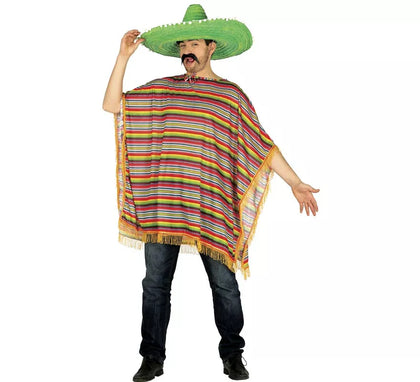 Disfraz o Poncho Mexicano multicolor para hombre