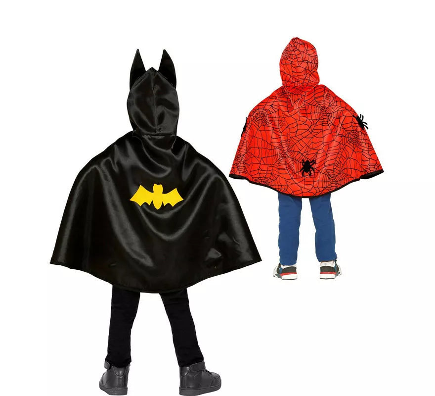 Translation missing: pt-PT.Disfraz o Poncho reversible:Super Héroe Araña y Murciélago Infantil