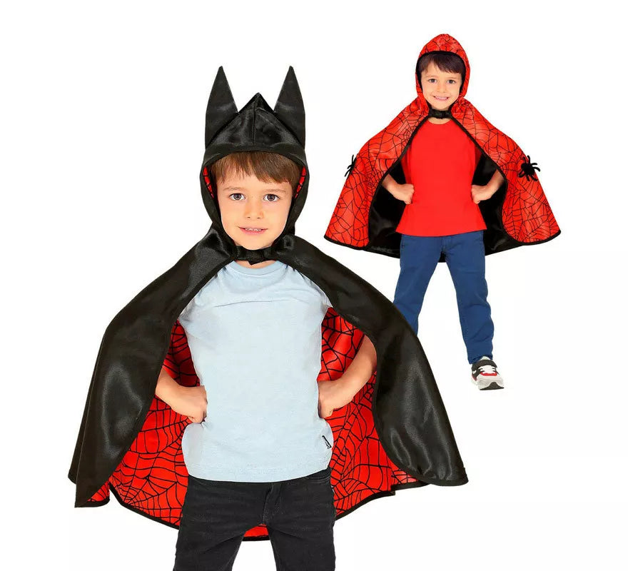 Translation missing: pt-PT.Disfraz o Poncho reversible:Super Héroe Araña y Murciélago Infantil