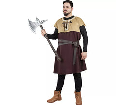 Fato ou túnica de camponês medieval bicolor para homem