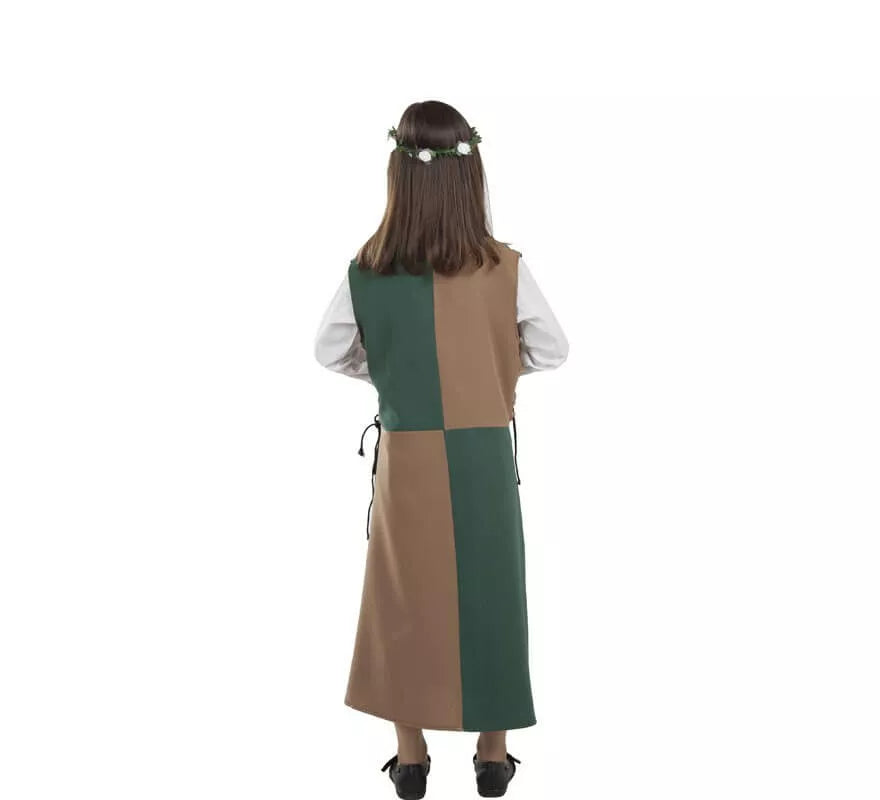 Translation missing: pt-PT.Disfraz o Túnica Marrón y Verde Medieval para niña