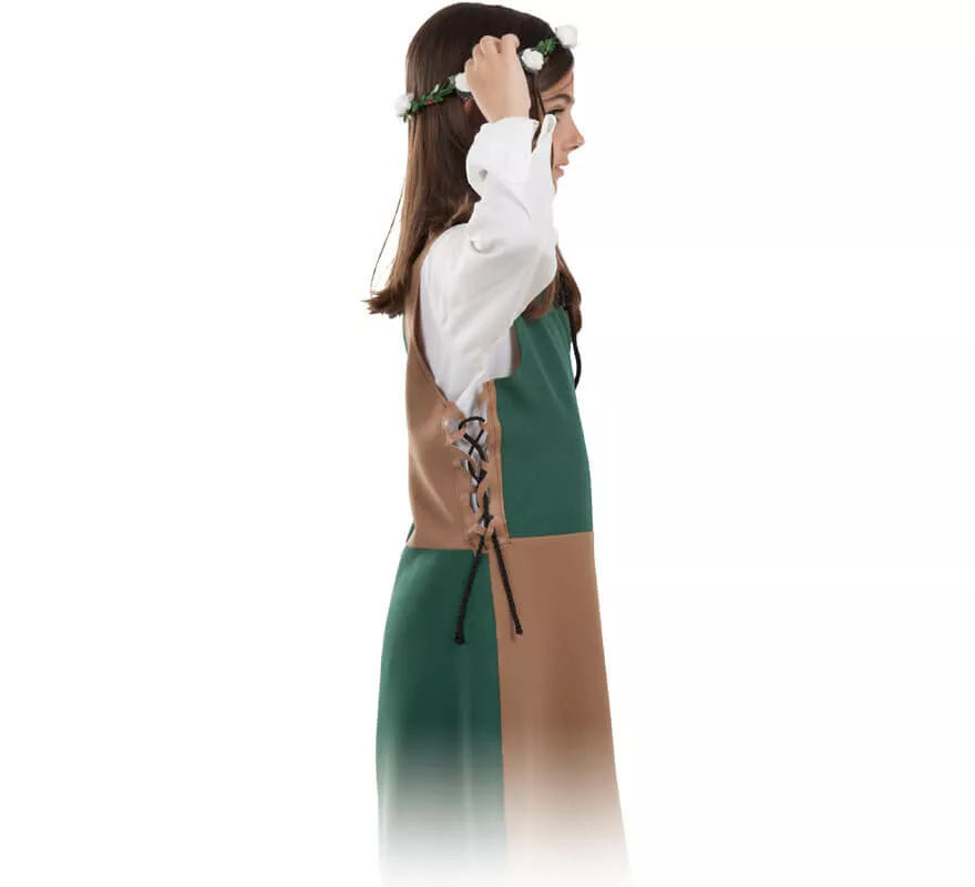 Translation missing: pt-PT.Disfraz o Túnica Marrón y Verde Medieval para niña
