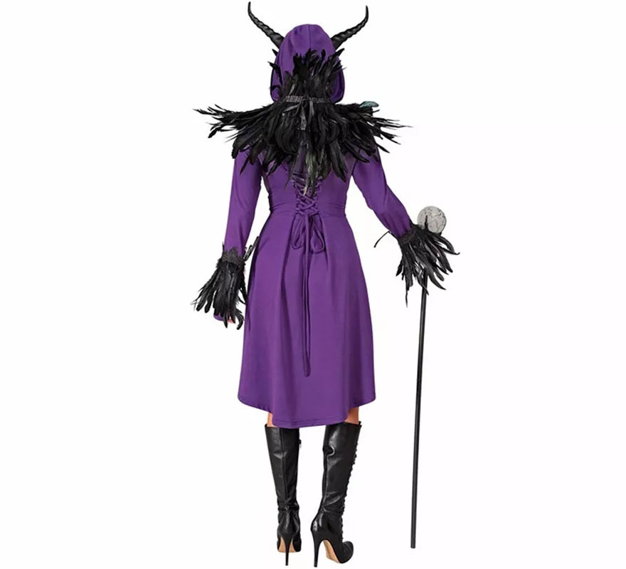 Translation missing: pt-PT.Disfraz o Vestido Medieval morado con Capucha para mujer