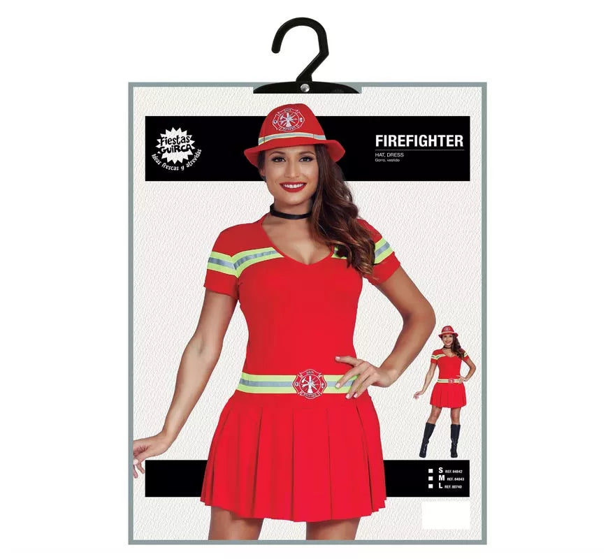 Translation missing: pt-PT.Disfraz para mujer de Bombera rojo con bandas reflectantes