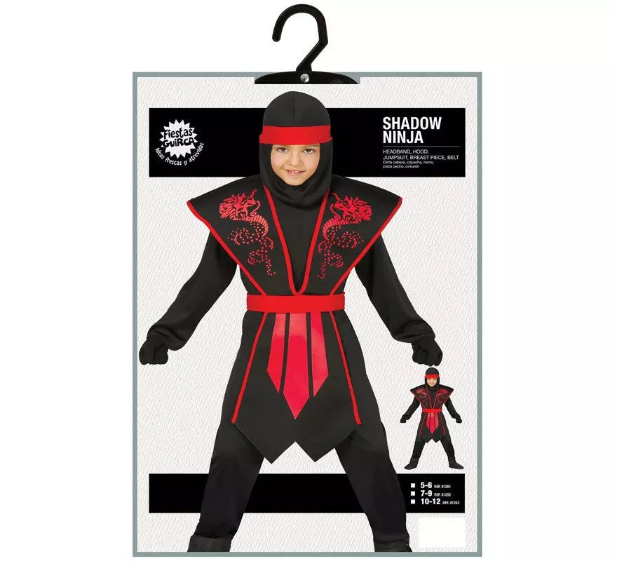 Translation missing: pt-PT.Disfraz Shadow Ninja Negro y Rojo para Niños