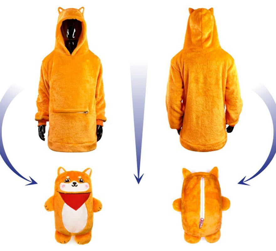 Translation missing: pt-PT.Disfraz Sudadera Peluche Aitor Akita naranja para adulto